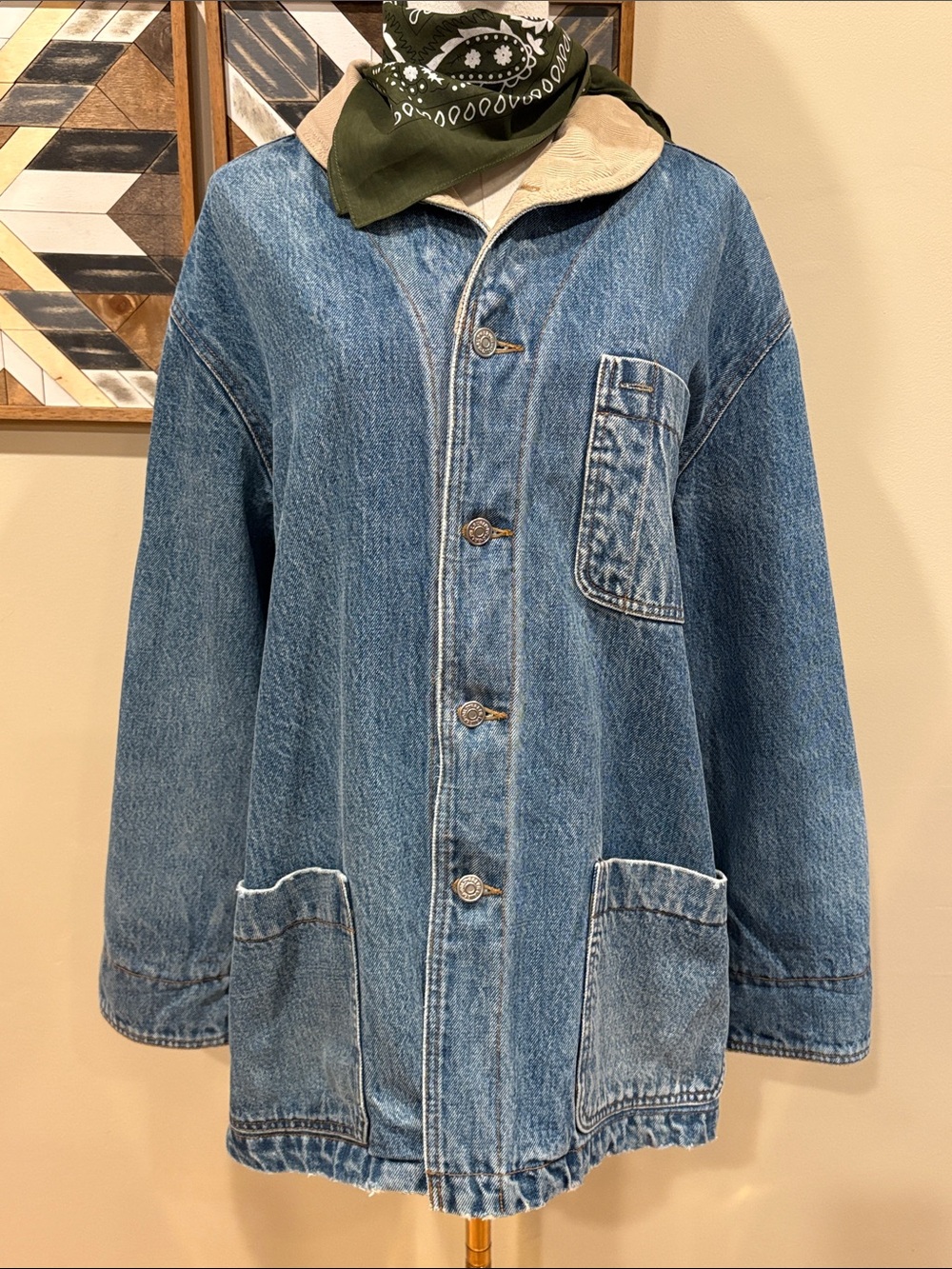 Vintage Ralph Lauren Country 90s Distressed Denim Chore Jacket size Large